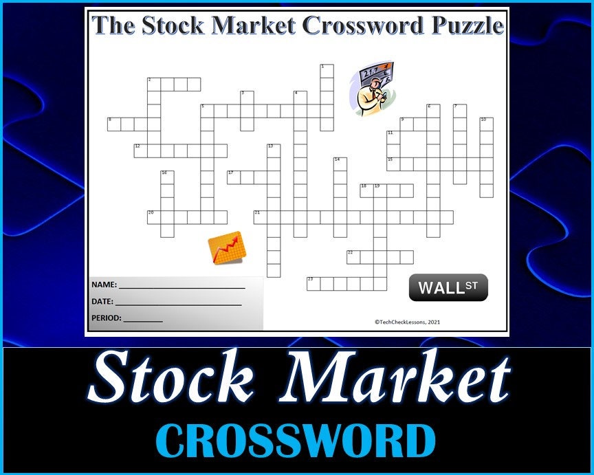 The Stock Market Crossword Puzzle / Printable Worksheet DIGITAL