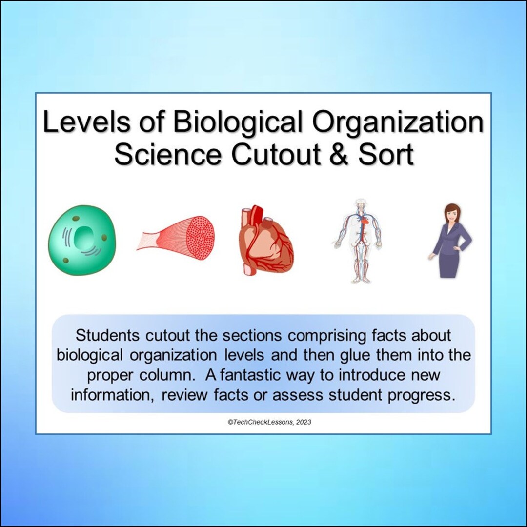 Levels of Biological Organization Cut, Sort and Paste Science Worksheet