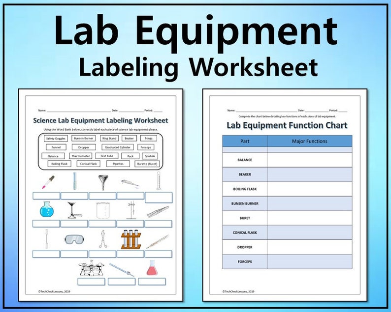 Science Lab Equipment Labeling & Functions Worksheet/printable/graphic