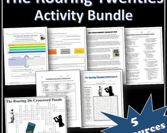 The Roaring Twenties Activity Bundle | History Webquests | Puzzles | EDITABLE