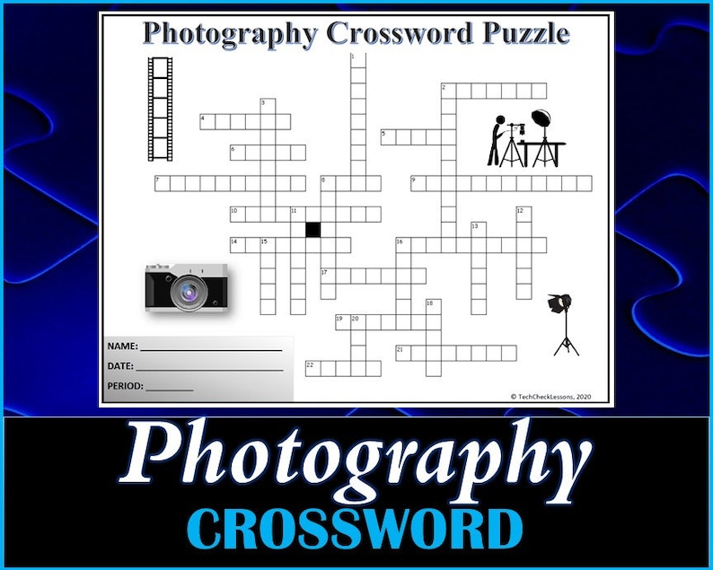 Photography Crossword Puzzle / Printable Worksheet DIGITAL Etsy
