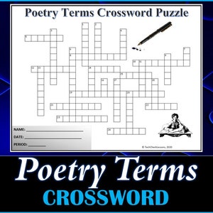 Poetry Terms Crossword Puzzle / Printable Worksheet (Download Now) - Etsy