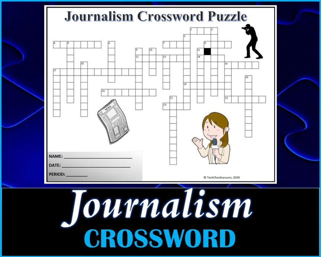 Journalism Crossword Puzzle / Printable Worksheet DIGITAL DOWNLOAD