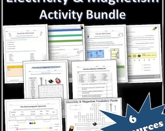 Electricity & Magnetism Activity Bundle | Webquests | Puzzles | EDITABLE