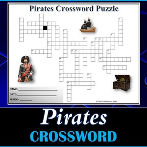 Pirates - Crossword Puzzle Worksheet - DIGITAL DOWNLOAD