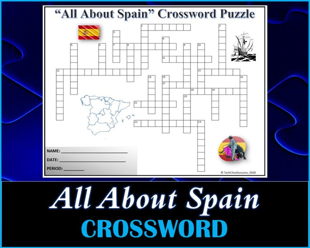 All About Spain - Crossword Puzzle Worksheet - DIGITAL DOWNLOAD - Etsy