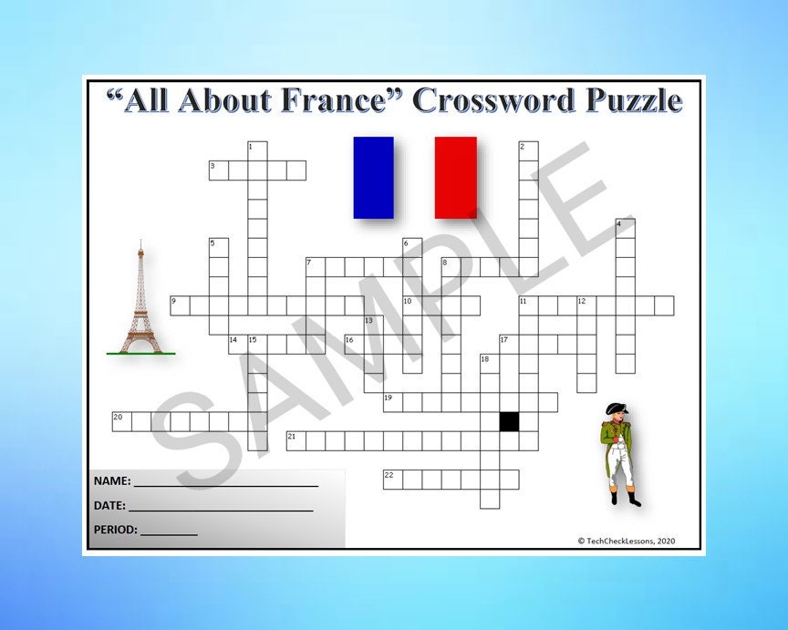 All About France Crossword Puzzle Worksheet DIGITAL DOWNLOAD Etsy All About France Crossword Puzzle Worksheet DIGITAL DOWNLOAD Etsy
