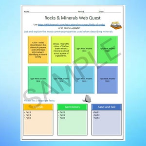 Rocks & Minerals Webquest - Science/Geology Internet Activity - Editable DIGITAL DOWNLOAD
