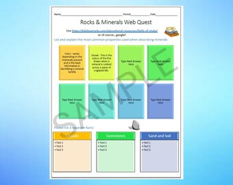 Rocks & Minerals Webquest - Science/Geology Internet Activity - Editable DIGITAL DOWNLOAD