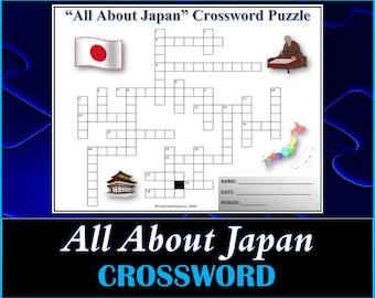 All About Japan - Crossword Puzzle Worksheet - DIGITAL DOWNLOAD