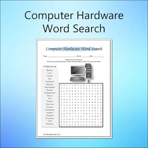 Computer Hardware Word Search - DIGITAL DOWNLOAD