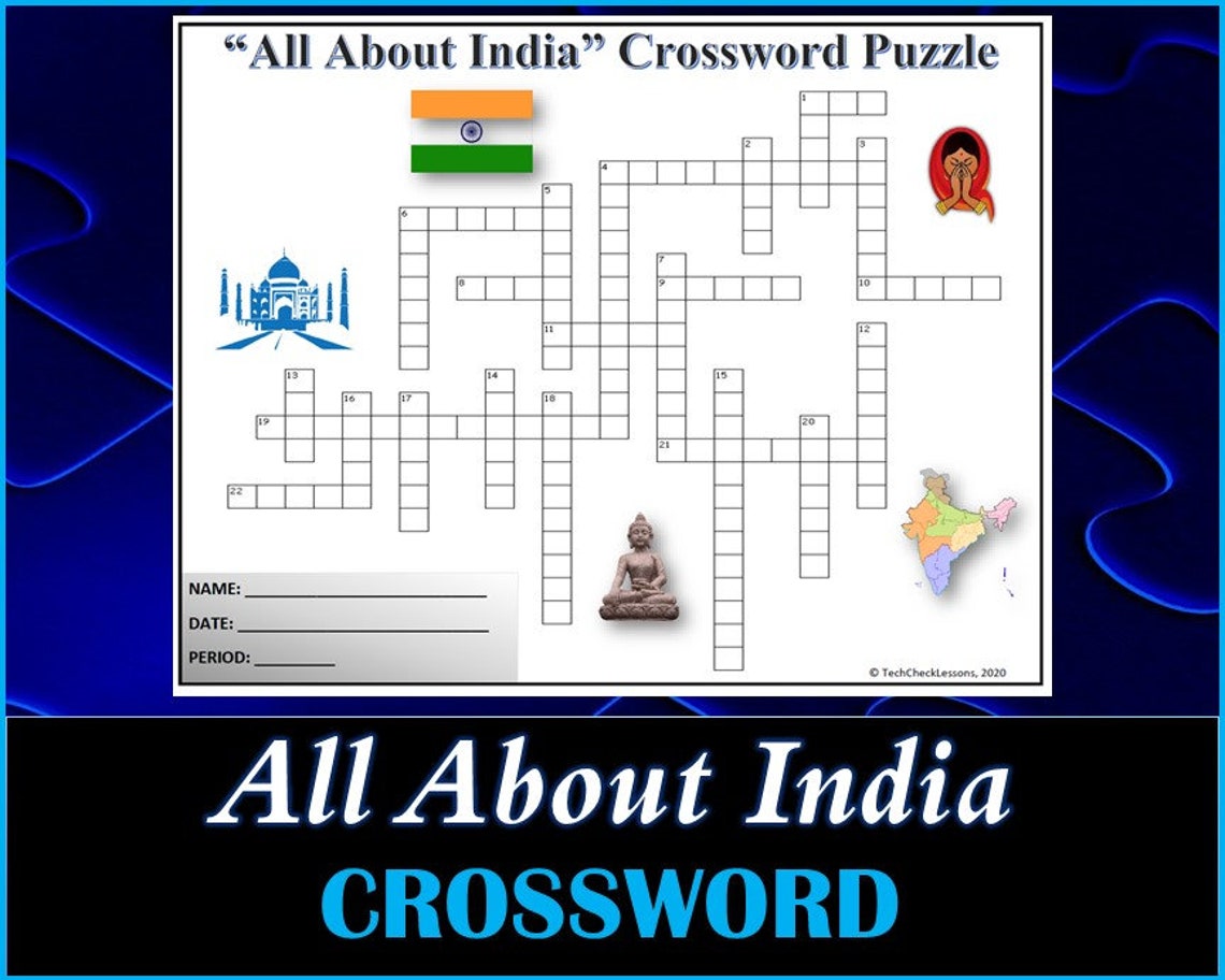 All About India Crossword Puzzle Worksheet DIGITAL DOWNLOAD Etsy
