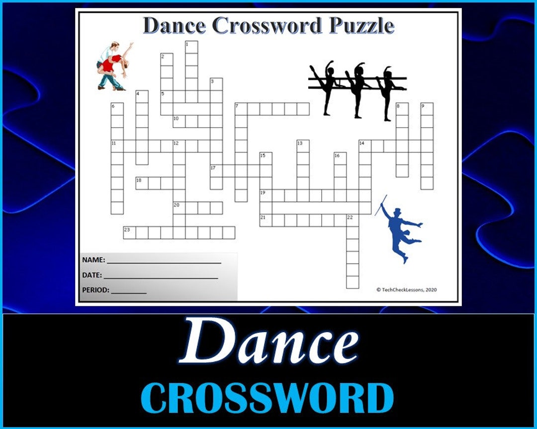 Dance Crossword Puzzle / Printable Worksheet DIGITAL DOWNLOAD Etsy