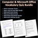 6 Computer & Microsoft Office Vocabulary Quizzes - Editable Bundle - Etsy