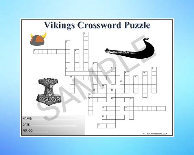 The Vikings Crossword Puzzle Worksheet DIGITAL DOWNLOAD Etsy