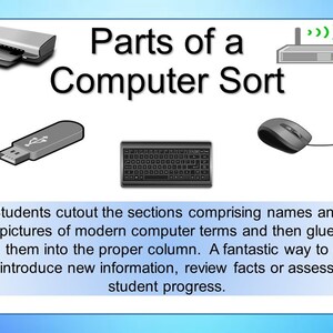 Computer Parts Cut, Sort and Paste Graphic Organizer Editable DIGITAL ...