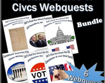 Social Studies / Civics Webquest Activity Bundle + Vocab Quizzes - Editable DIGITAL DOWNLOAD