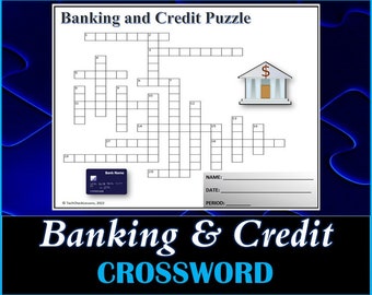 Banking & Credit Finance Terminology - Crossword Puzzle Worksheet - DIGITAL DOWNLOAD