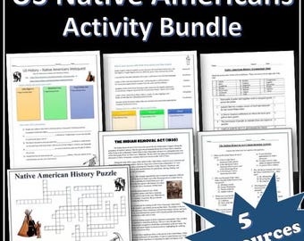 Nativos americanos - Paquete de actividades de historia de EE. UU. / Webquest / Rompecabezas / EDITABLE