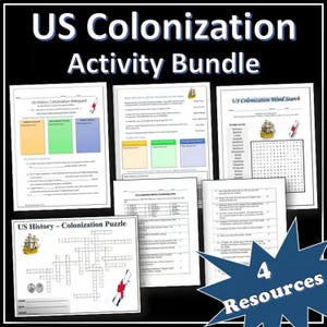 US Colonization Activity Bundle | History Webquests | Puzzles | EDITABLE