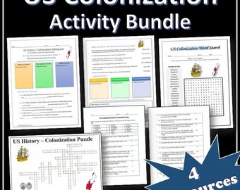 US Colonization Activity Bundle | History Webquests | Puzzles | EDITABLE