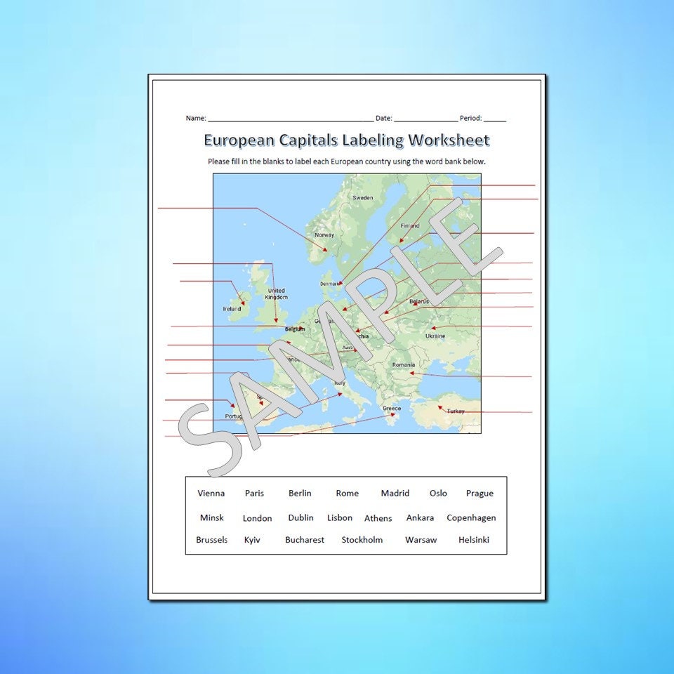 Geography Labeling Continent & Countries Labeling Worksheet Bundle (6) - Geography DIGITAL ...