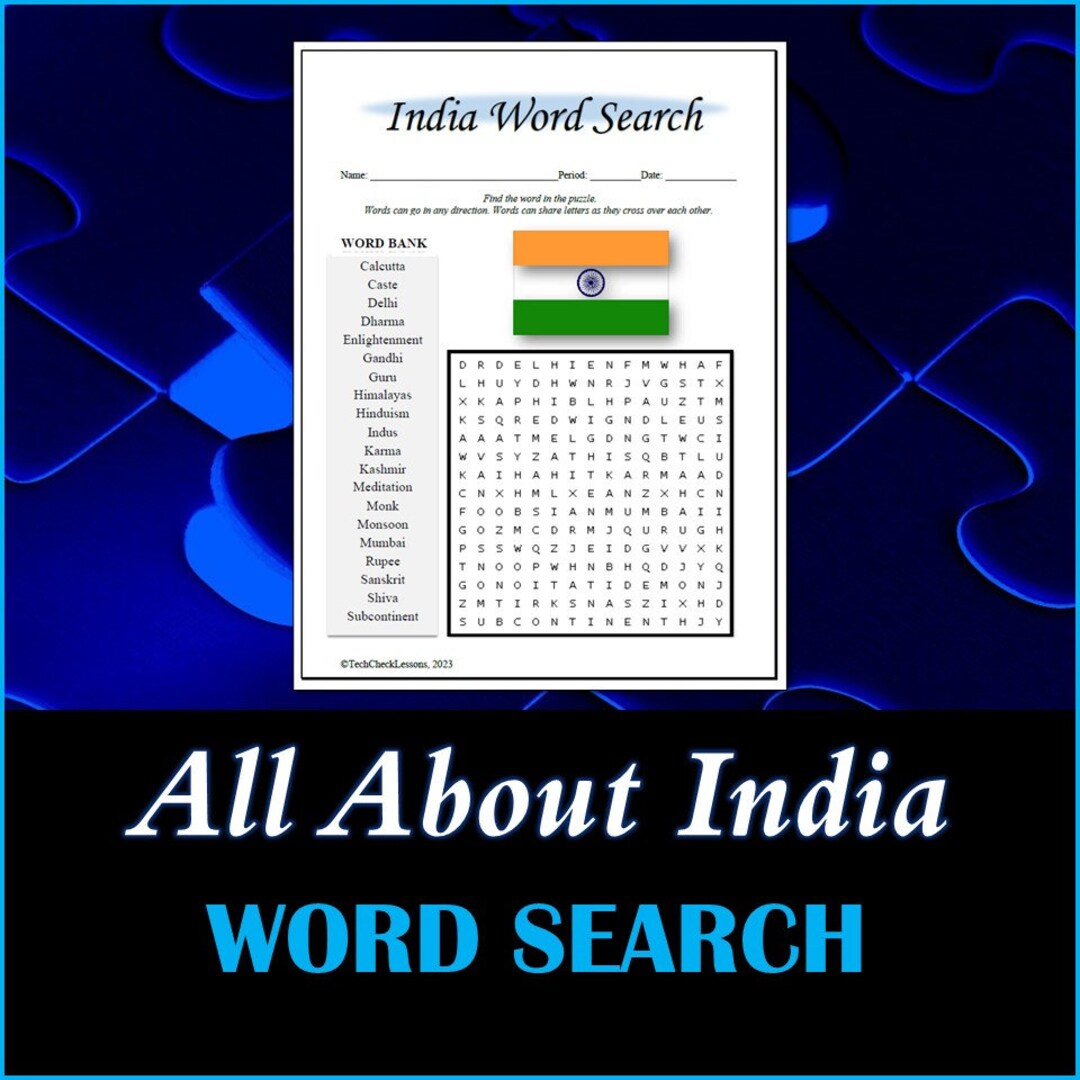 All About India Word Search DIGITAL DOWNLOAD - Etsy