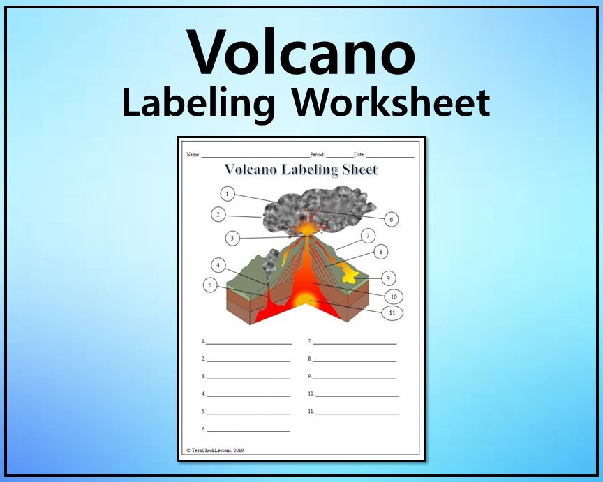 Volcano Labeling Science Worksheet DIGITAL DOWNLOAD Etsy
