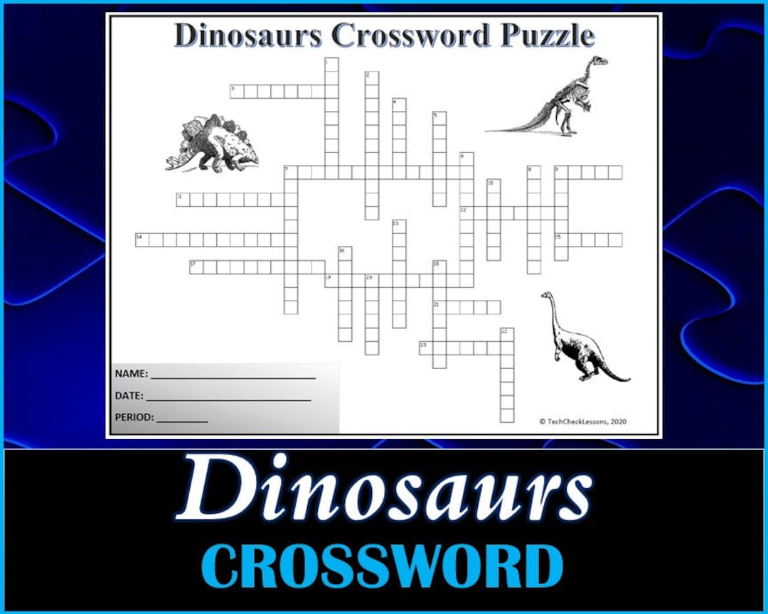 Dinosaurs Crossword Puzzle Worksheet DIGITAL DOWNLOAD Etsy