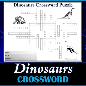 Dinosaurs - Crossword Puzzle Worksheet - DIGITAL DOWNLOAD