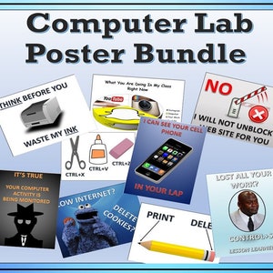 25 Computer Lab Classroom Posters/Signs Bundle