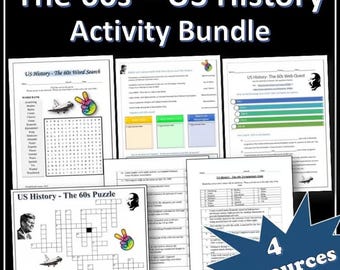 The 60s - US History Activity Bundle | Webquest | Puzzles | EDITABLE