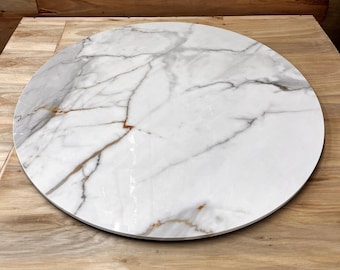 Round Sintered Stone Tabletop - Glossy Calacatta Gold