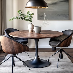 Custom Made Round Black Walnut Dining Table
