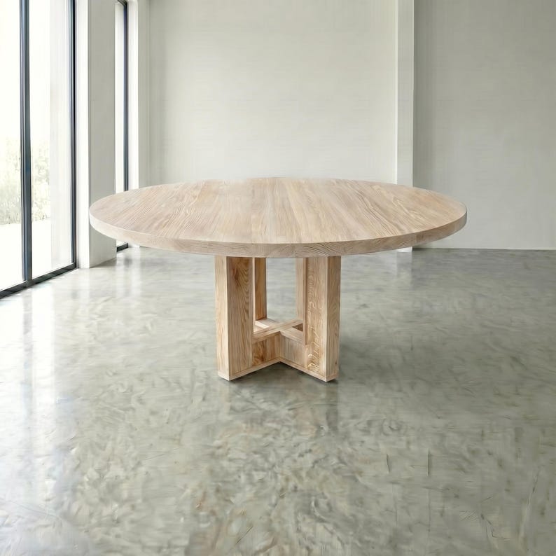 Handmade Solid Wood Round Dining Table - Etsy