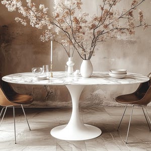 Custom Made Oval Stone Dining Table