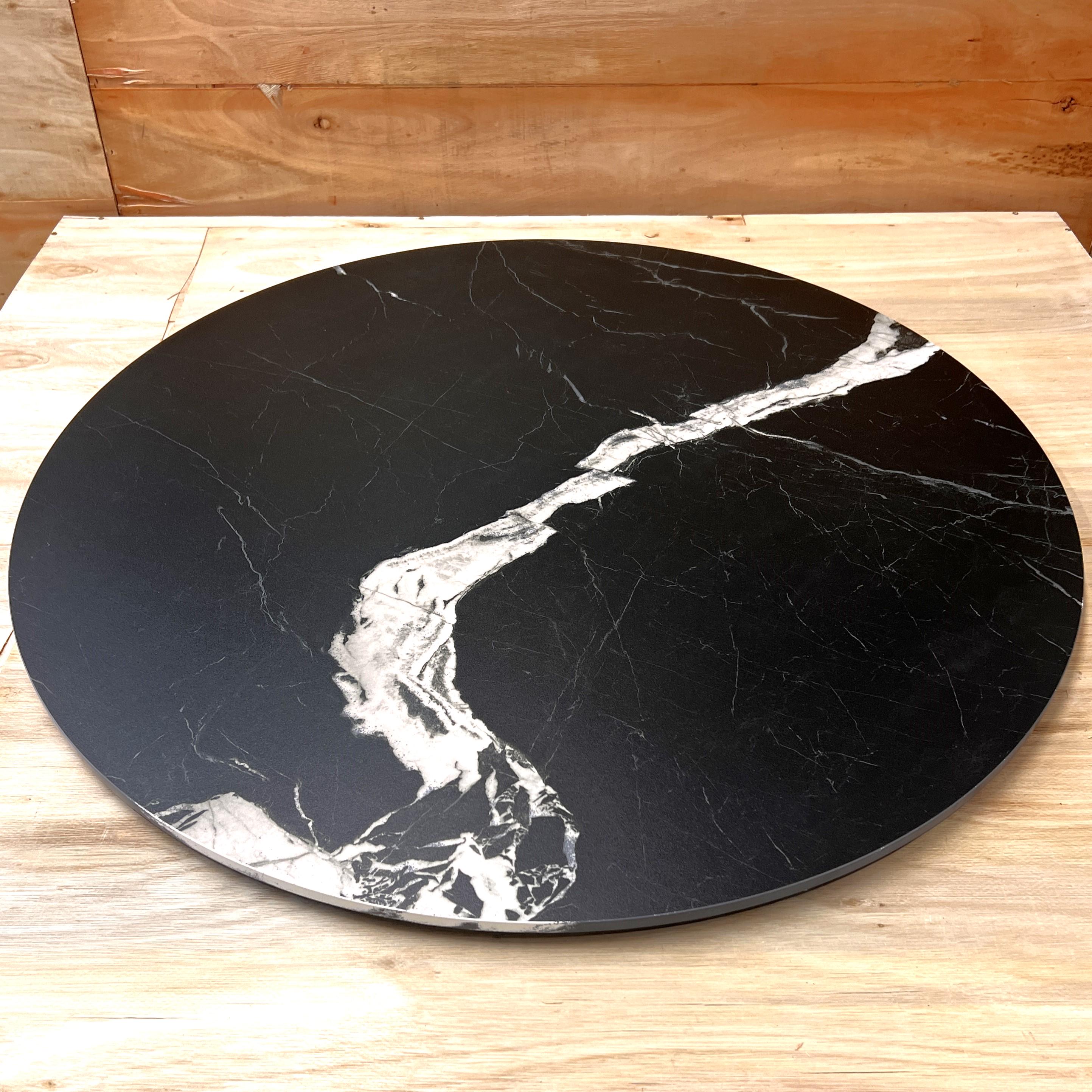 Round Sintered Stone Tabletop - Lightning Black