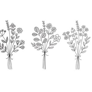 Impostare Bouquet di fiori, fiori, download istantaneo, JPG, PNG, dxf, SVG, download digitale eps. 5 pezzi, file.