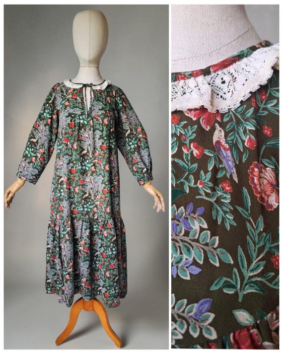 peasant smock dress Ladies Small Teal Blue Long Sleeve Lace Embroidered NWT Smocked skirt detail with ruffle Women's Pleasant Peasant Dress in