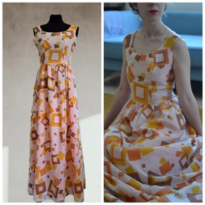 Vintage 1960s geometrical print maxi dress