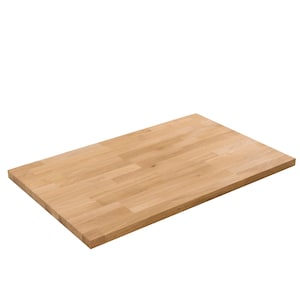 May include: A light brown wooden countertop made of multiple pieces of wood.