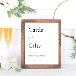 Editable Cards and Gifts Sign Printable, Minimalist Modern Wedding Signages, Wedding Gift Table Sign, Tabletop Wedding Reception Sign