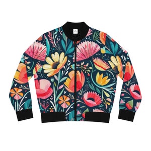 Floral Print Women's Bomber Jacket, Women's Bomber, Floral Print Jacket, Women's Jacket