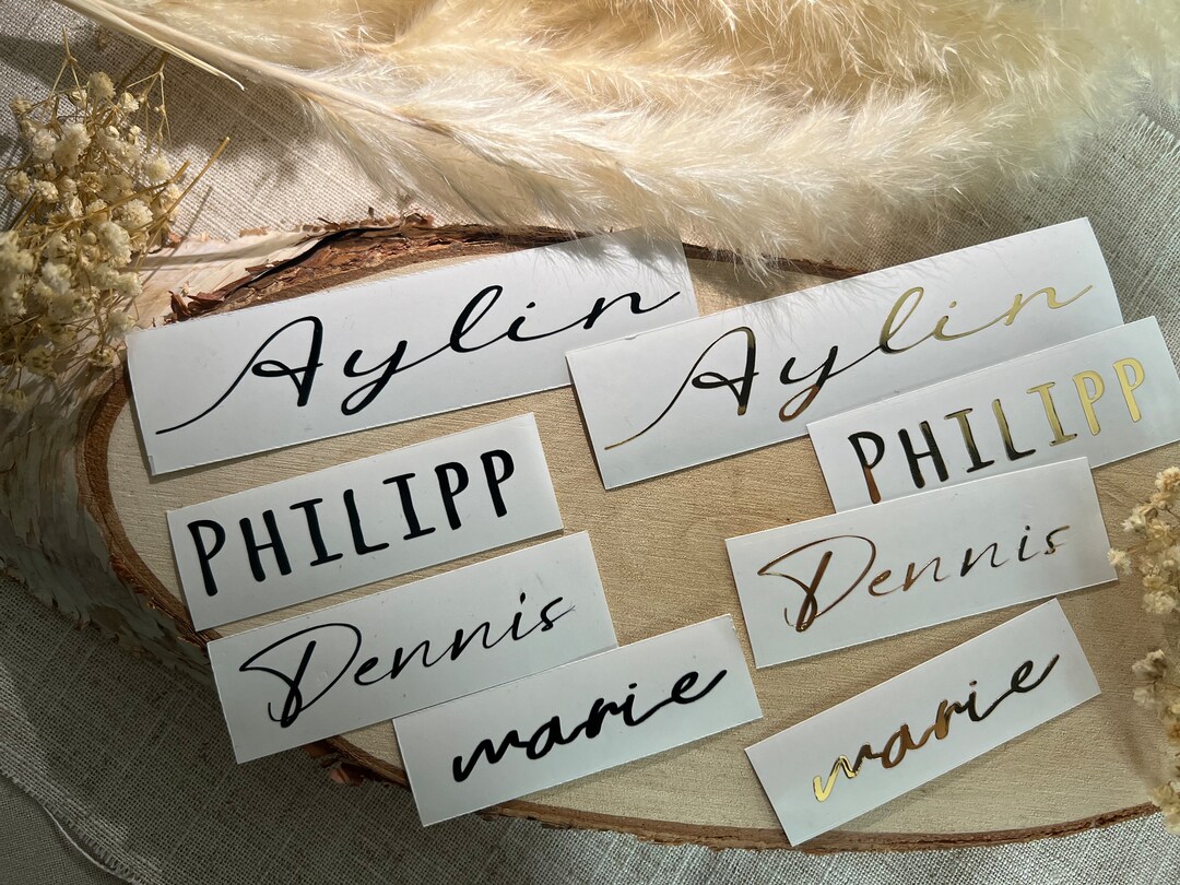 Personalisierte Aufkleber Sticker für Namen und Wörter aller Art aus