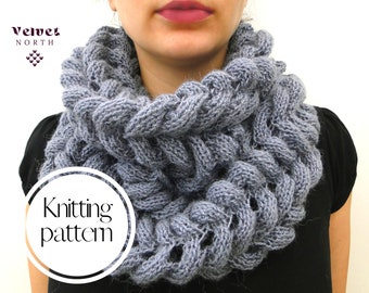 Modern Knit Cowl Pattern | Easy Beginner Scarf (PDF Pattern)