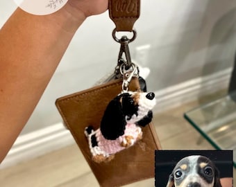 Crochet custom weenie dog keychain