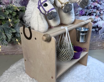 Hobby Horse Stable Stand: Plywood Toy Pony Stall for 1-3 Stick Horses