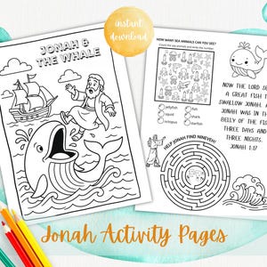 Jonah and The Whale Bible Story Coloring Activity Pages