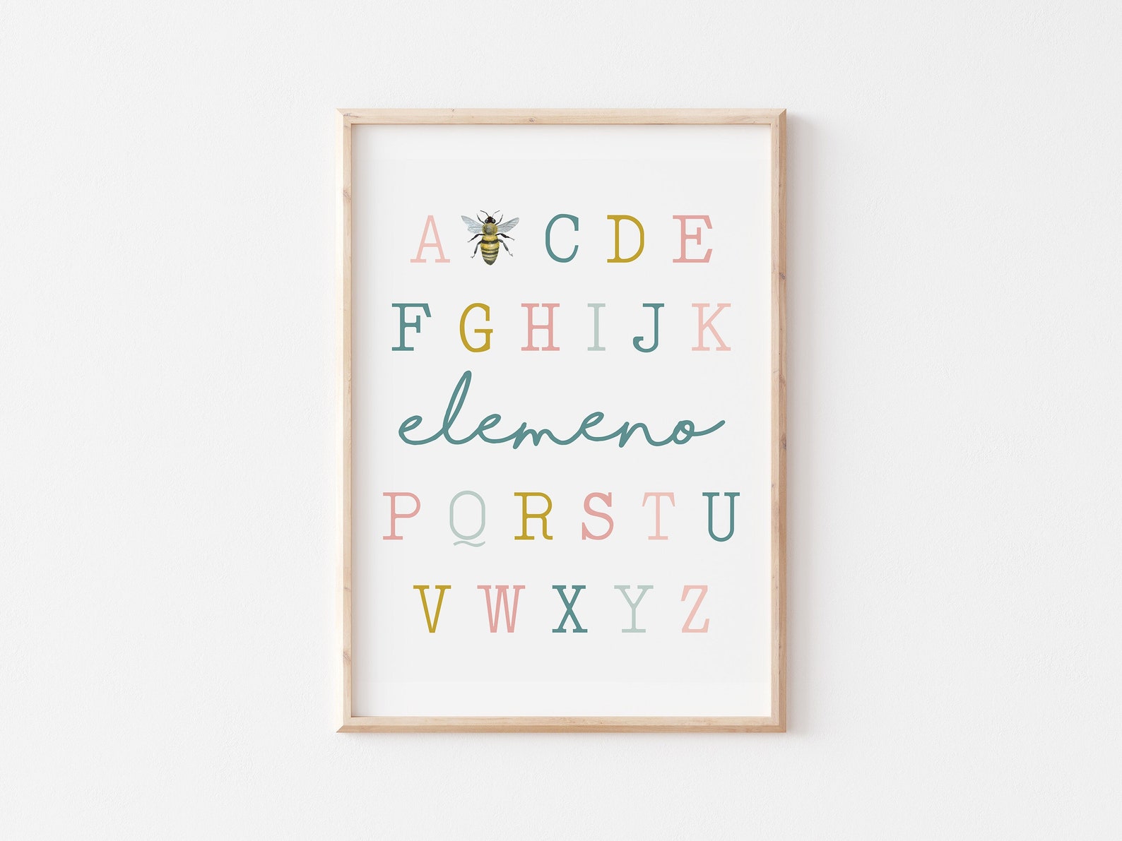 Alphabet Wall Art Printable, ABC Print, Nursery Poster, Girls Room Wall ...