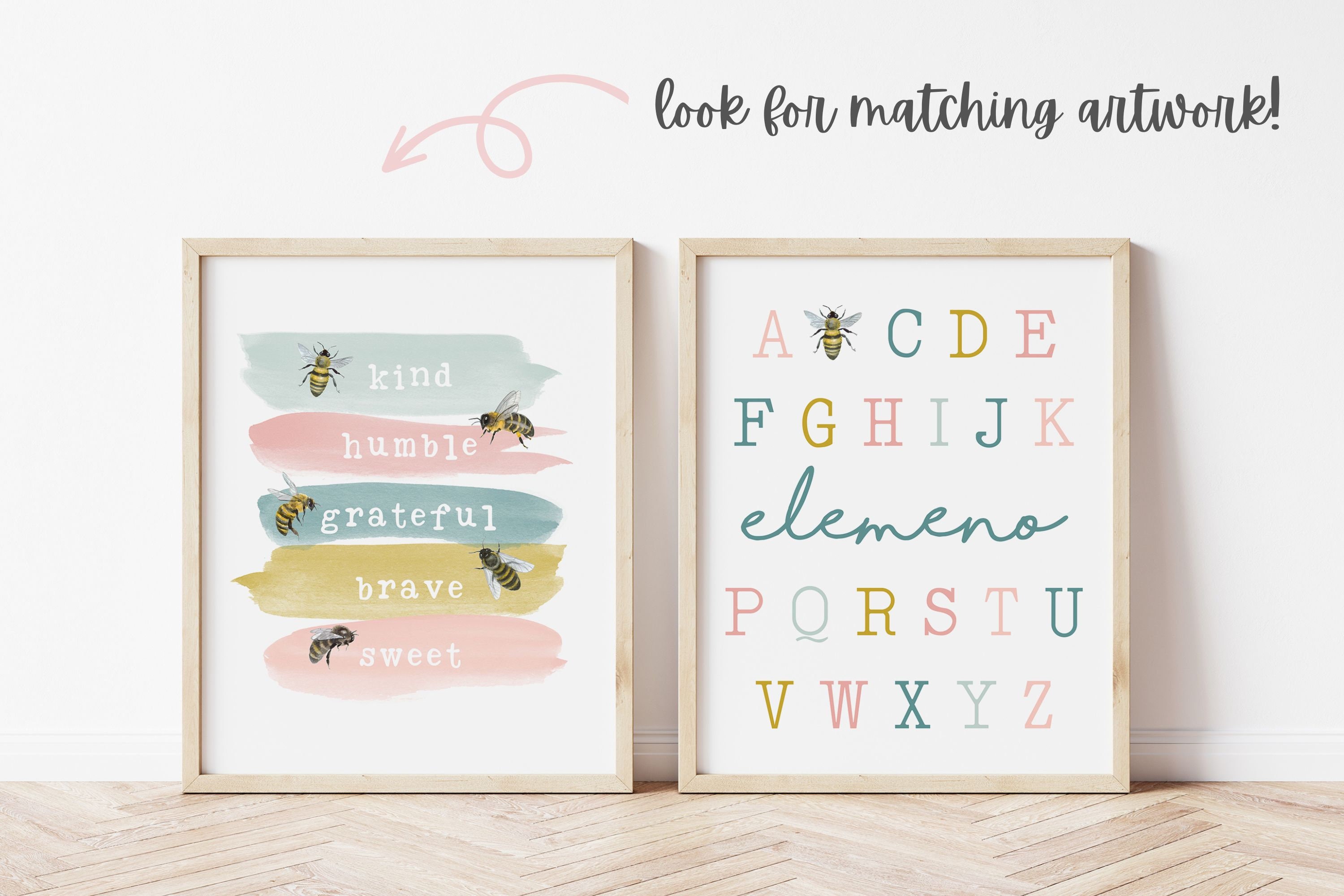 Alphabet Wall Art Printable, ABC Print, Nursery Poster, Girls Room Wall ...